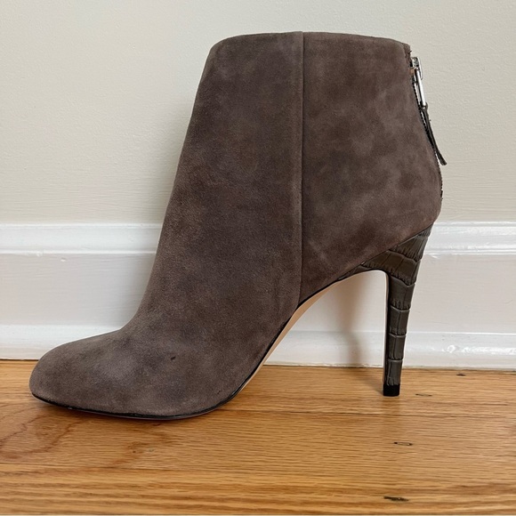 Sam Edelman Kourtney Gray Leather Suede Crocodile Heel Ankle Boots Size 8M - Picture 5 of 15